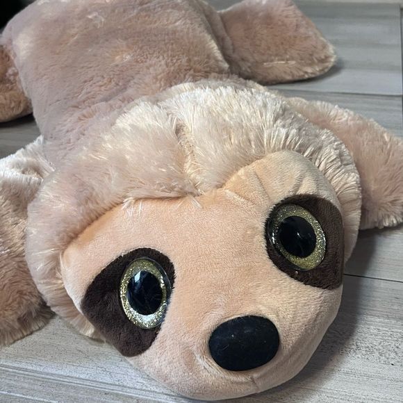 DanDee Collectors Choice Plushy Sloth 24”So So Soft Laying Down Big Glitter Eyes - Picture 3 of 6